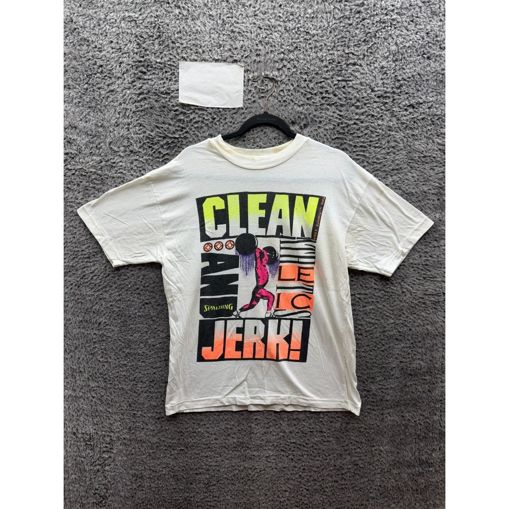 Vintage 90s Spalding Ultimate Edge Clean & Jerk Athletics Graphic T-Shirt Size M
